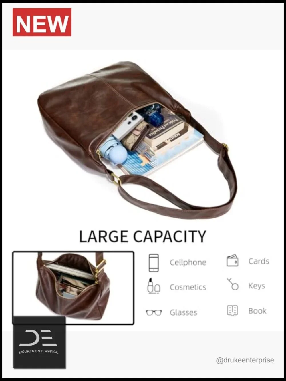 Ultra Soft Foldable Vegan Leather Hobo Bag, Lightweight Slouchy Shoulder Handbag